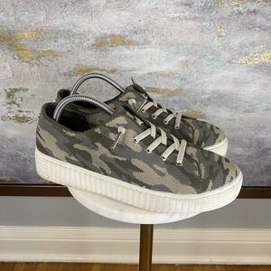 Madden NYC Shoes Womens Size 10 Wide Green Camo Platform Lace Up Casual Sneakers